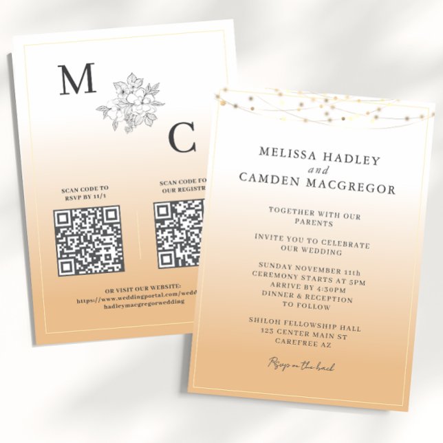 Convite Casamento QR Code Elegante em Tons Terrosos (Criador carregado)