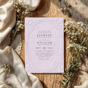 Convite Casamento QR Code Elegante Vintage Embutido Orname