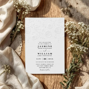 Convite Casamento QR Code Elegante Vintage Relevo Ornament