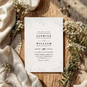 Convite Casamento QR Code Elegante Vintage Relevo Ornament