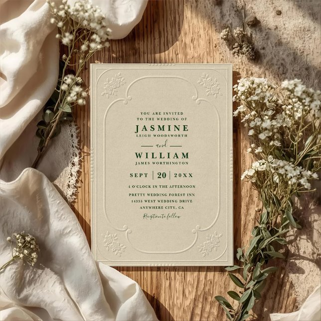 Convite Casamento QR Code em relevo ornamentado elegante v (Criador carregado)
