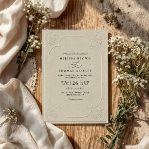 Convite Casamento QR Code em relevo ornamentado elegante v