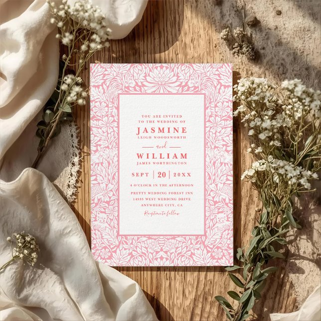 Convite Casamento QR Code Flor Silvestre Relevo Ornate Ele (Criador carregado)