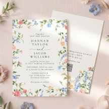 Casamento QR Code Flor Silvestre Vintage Pastel Su
