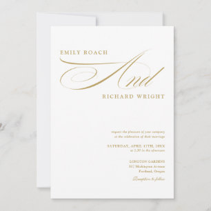 Convite Casamento QR Code Moderno Dourado Elegante