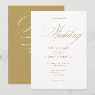 Convite Casamento QR Code Moderno e Elegante em Letra Dour