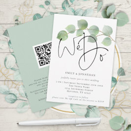 Convite Casamento QR Code Nós Eucalipto Moderno
