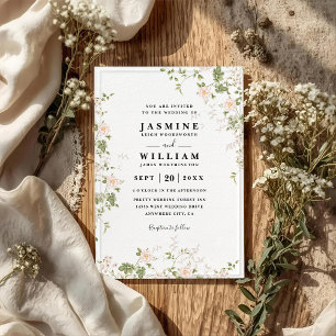 Convite Casamento QR Code Rústico Flores Preciosas Românti
