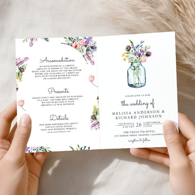 Convite Casamento QR Code Tudo em Um Pote de Pedra Flor Si (Criador carregado)