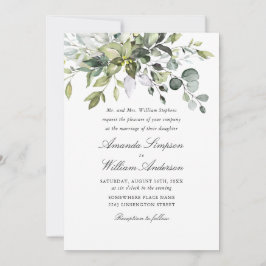 Convite Casamento QR de Eucalyptus com Aquarela Elegante