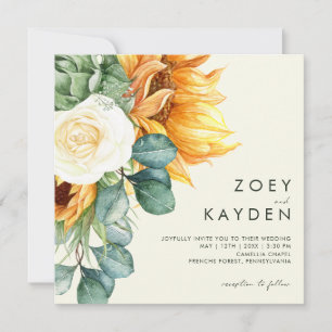 Convite Casamento Quadrado Amarelo-Amarelo-Sol de Bold Cou