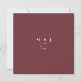 Convite Casamento Quadrado Burgundy Moderno e Simples
