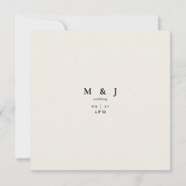 Convite Casamento Quadrado de Beige Moderno e Simples