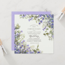 Convite Casamento Quadrado de lavanda e Eucalyptus