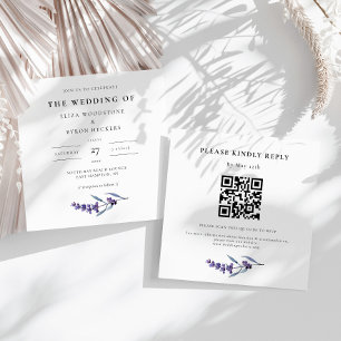 Convite Casamento Quadrado de Lavanda Floral Elegante