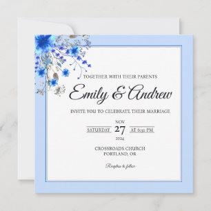 Convite Casamento Quadrado Floral Aquarela Flor de Campo A