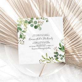 Convite Casamento Quadrado Floral Simples de Eucalyptus Br