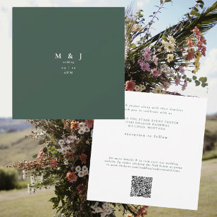 Convite Casamento Quadrado Floresta Verde Moderno Simples 