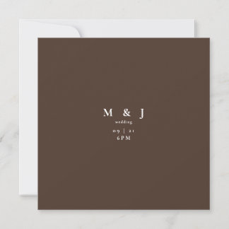 Convite Casamento Quadrado Marrom Chocolate Moderno Simple