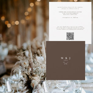 Convite Casamento Quadrado Marrom Chocolate Moderno Simple