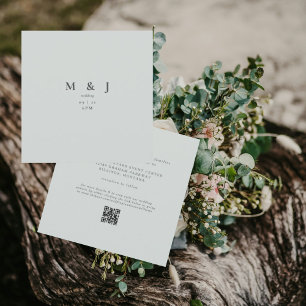 Convite Casamento Quadrado Moderno Esbelto e Simples Sage