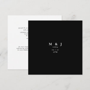 Convite Casamento Quadrado Preto e Branco Moderno e Simple