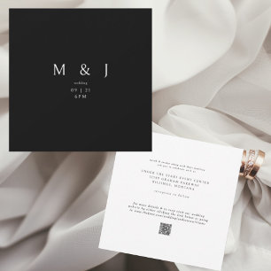 Convite Casamento Quadrado Preto e Branco Moderno III