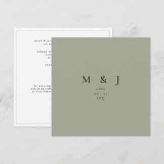 Convite Casamento Quadrado Sage Moderno Elegante e Simples