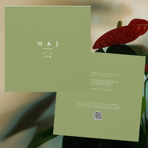 Convite Casamento Quadrado Verde Musgo Moderno Simples e E