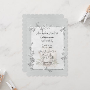 Convite Casamento Quadro Branco Brilhante Elegante Espelha