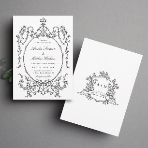 Convite Casamento Quadro Clássico Preto e Branco