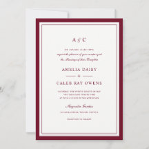 Casamento Quadro de Borda Burgundy Clássico Elegan