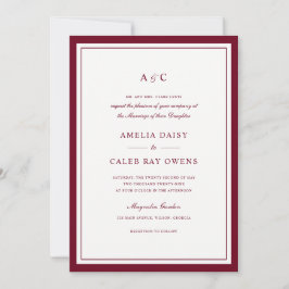 Convite Casamento Quadro de Borda Burgundy Clássico Elegan
