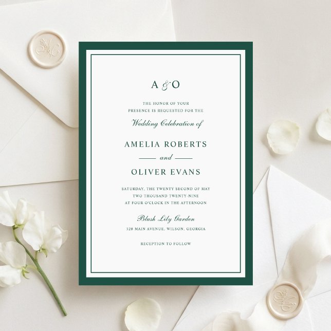 Convite Casamento Quadro de Borda Verde Caçador Profundo E (Criador carregado)