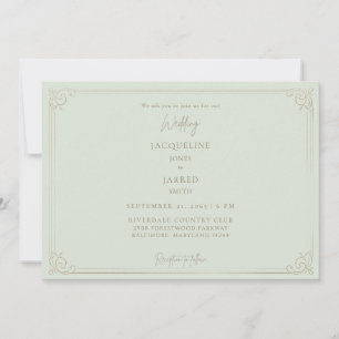Convite Casamento Quadro Dourado Sage Elegante