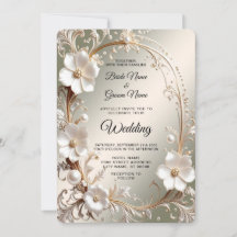 Casamento Quadro Floral Branco Ornate