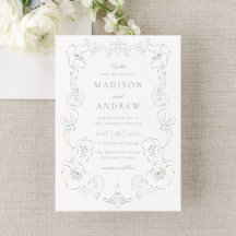 Casamento Quadro Floral Ornate Verde Sage Elegante