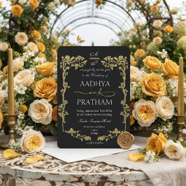 Convite Casamento Quadro Floral Ouro Luxo