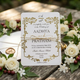 Convite Casamento Quadro Floral Ouro Luxo