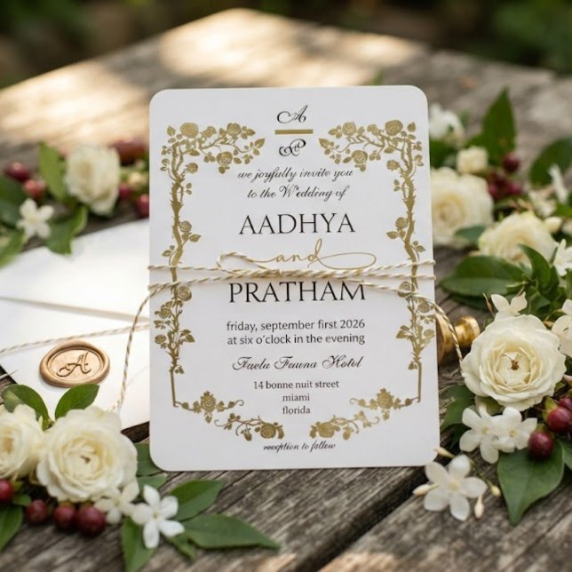 Convite Casamento Quadro Floral Ouro Luxo (Criador carregado)
