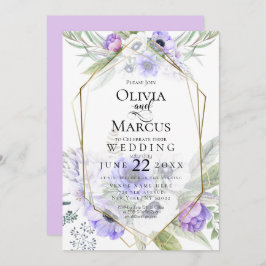 Convite Casamento | Quadro violeta da flor de anêmona