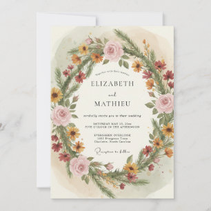 Convite Casamento Quente de Outono com Solidago