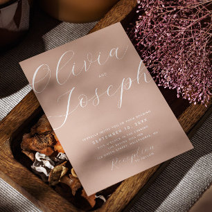 Convite Casamento Quente Dusty Peach   Código de Foto e QR