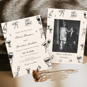 Convite Casamento Quirky com Desenho De Mão