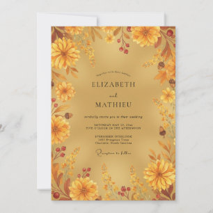Convite Casamento Radiante de Outono Dourado