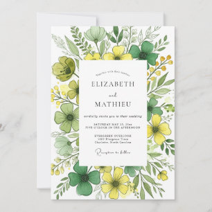 Convite Casamento Radiante de Primavera Verde Esmeralda