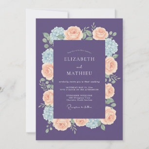 Convite Casamento Radiante de Violeta e Pêssego na Primave