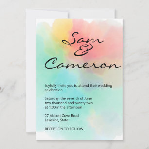 Convite Casamento Rainbow Watercolor Simplesmente Fresco e