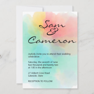 Convite Casamento Rainbow Watercolor Simplesmente Fresco e