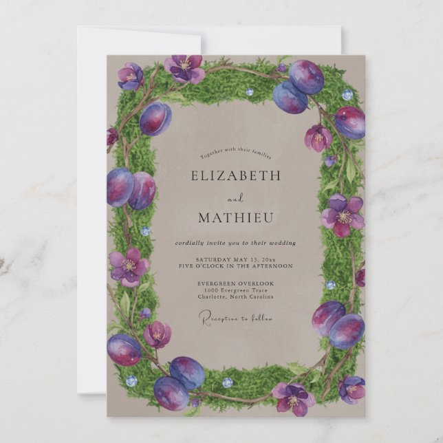 Convite Casamento Ranunculus Âmbar Muted Eucalipto Taupe (Frente)